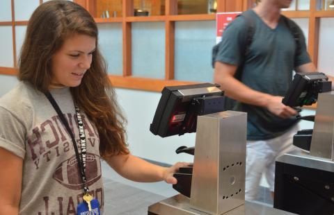 Students Scanning Fingers at Dining Hall