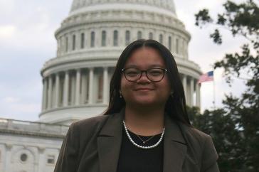 UNH student Jill Mundung in front of the U.S. Capitol