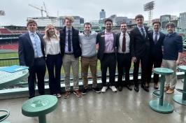 Group shot of UNH students at the Sports & Entertainment Career Fair at Fenway Park.